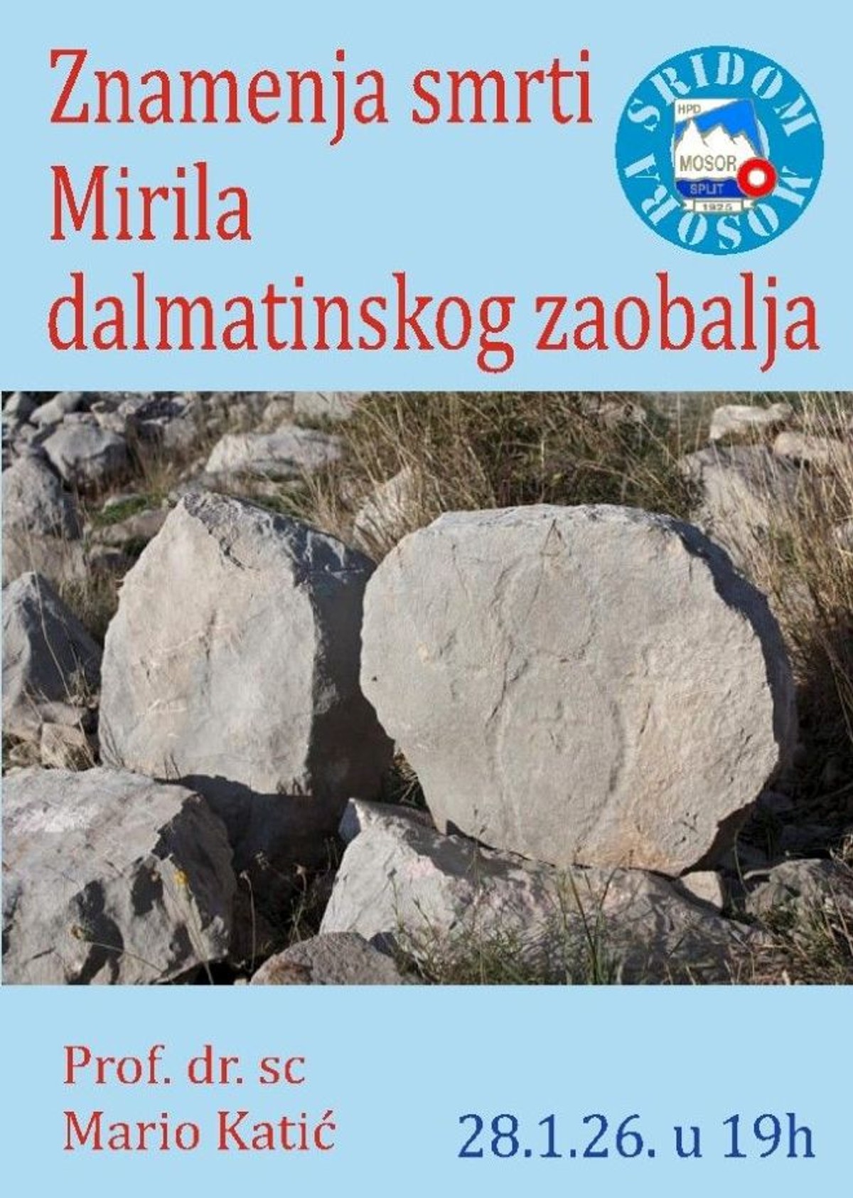 PREDAVANJE U SPLITU 'Znamenja smrti: mirila dalmatinskog zaobalja'