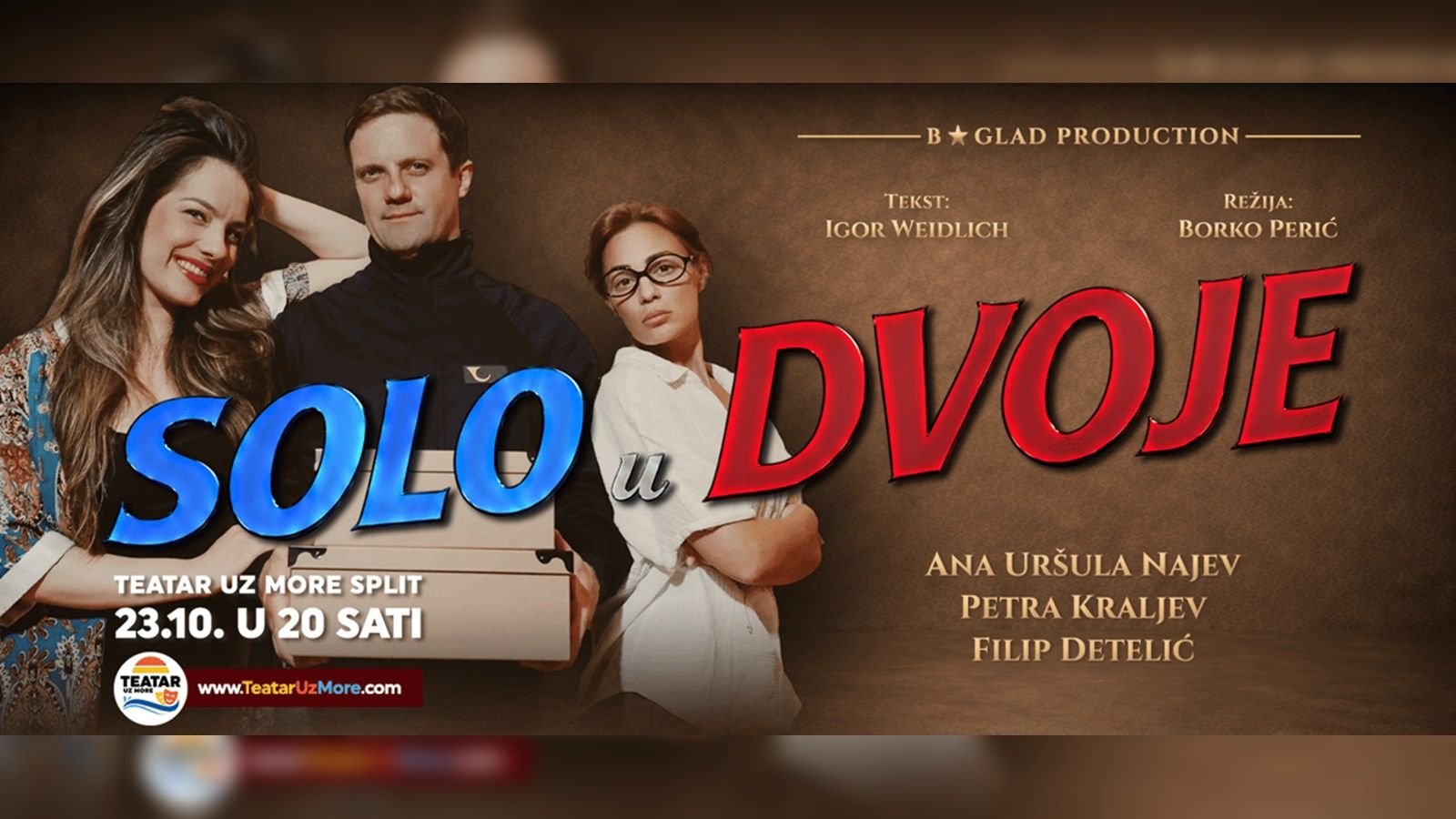 Nagrađena komedija 'Solo u dvoje' stiže na Teatar uz more