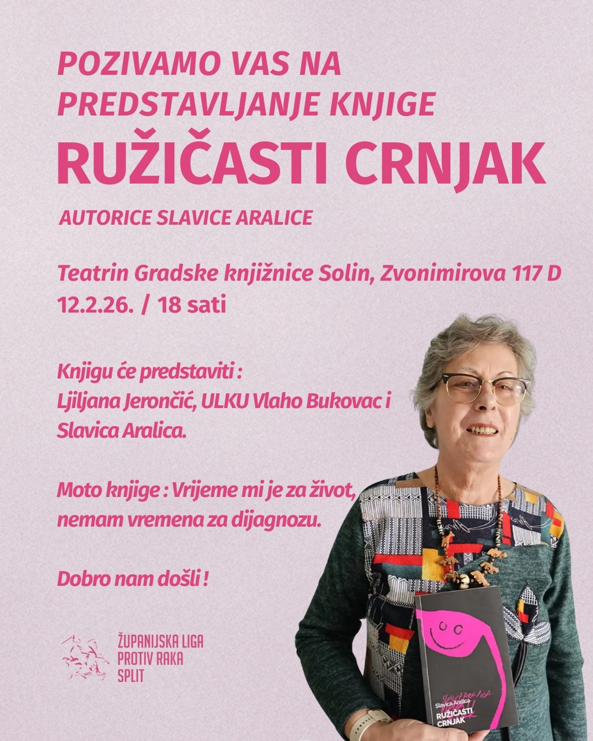 Predstavljanje knjige 'Ružičasti crnjak' Slavice Aralice u Solinu