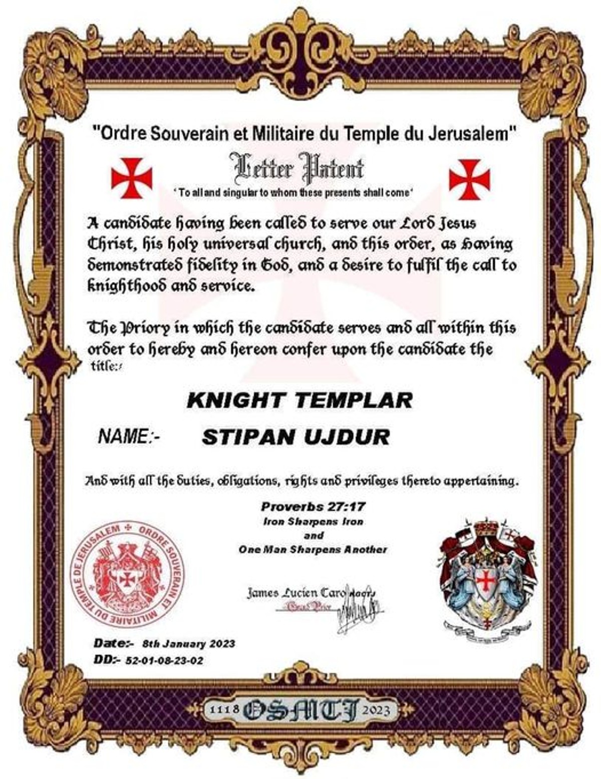 Stipan Ujdur primljen u britanski red Vitezova templara: 'Zaintrigirala ih je moja rekonstrukcija predaka'