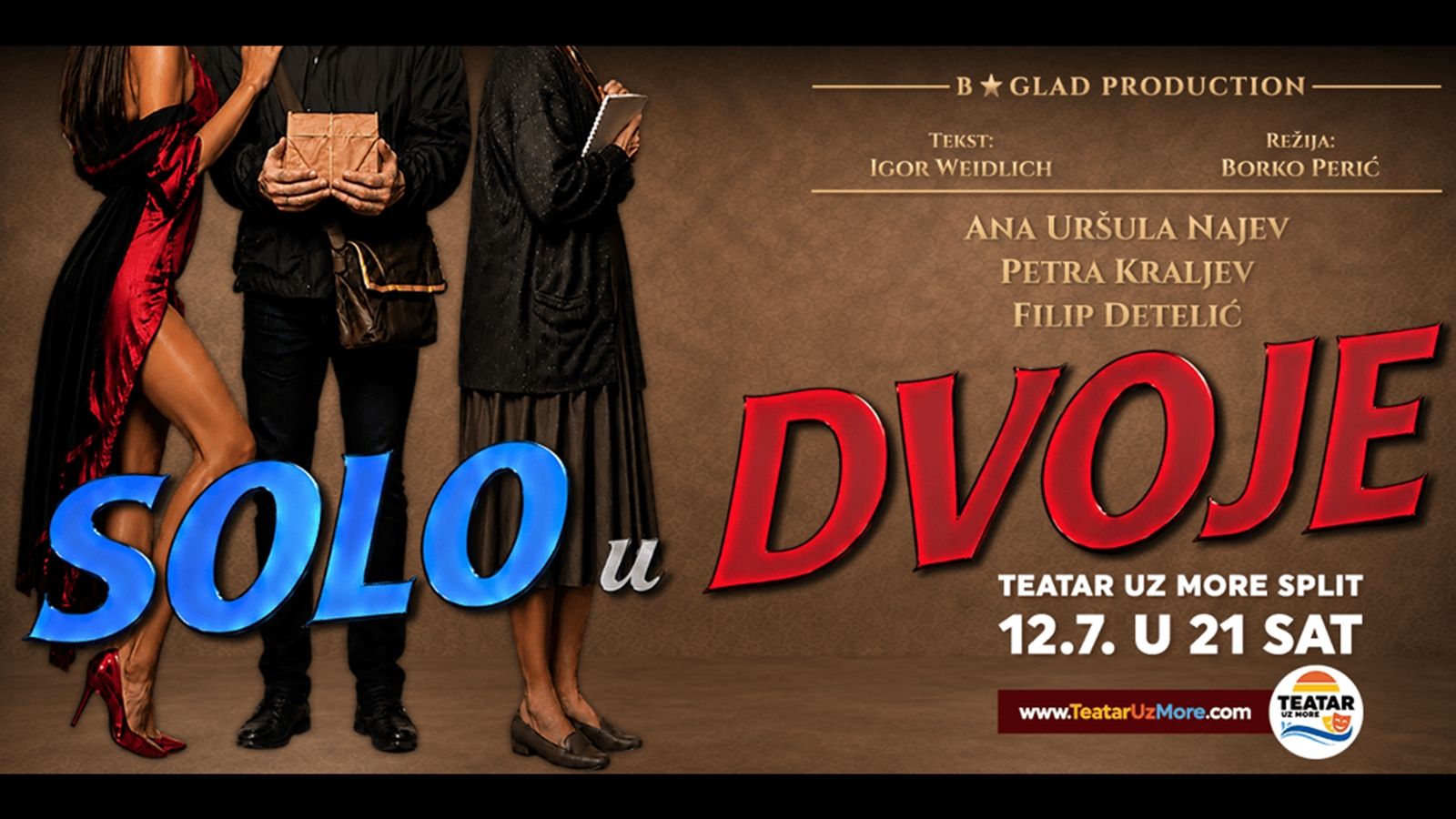 Odgađa se premijerna izvedba komedije 'Solo u dvoje' iz zdravstvenih razloga