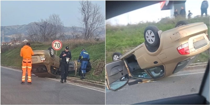 PROMETNA KOD SMOKOVIKA Automobil završio na krovu