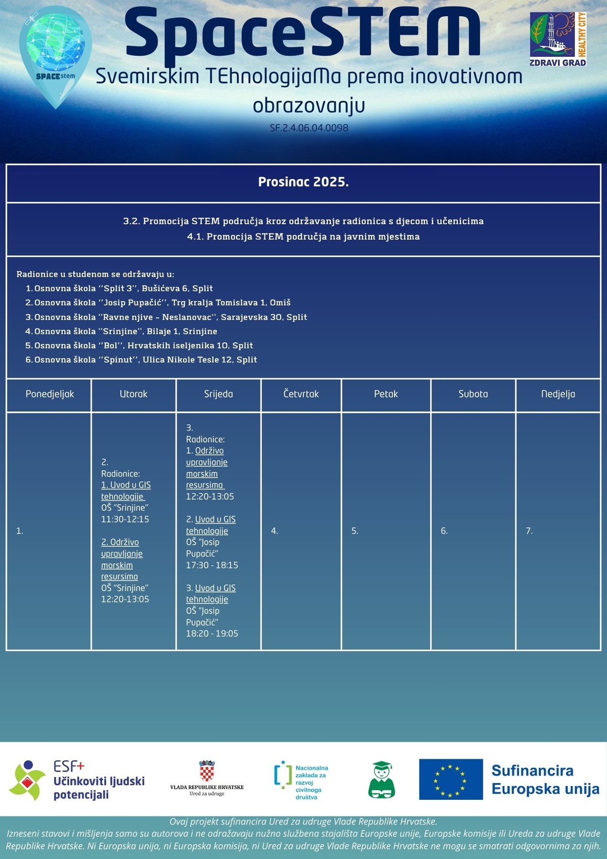 SpaceSTEM: Besplatne STEM radionice i nova promotivna aktivnosti u prosincu!
