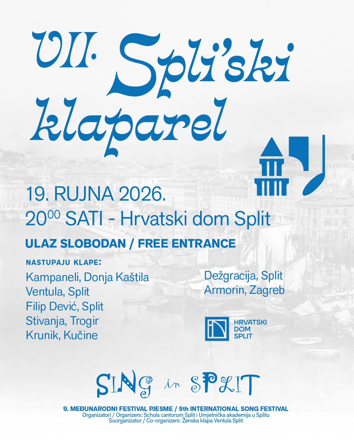 7. SPLI'SKI KLAPAREL Sedam klapa u subotu u Hrvatskom domu Split