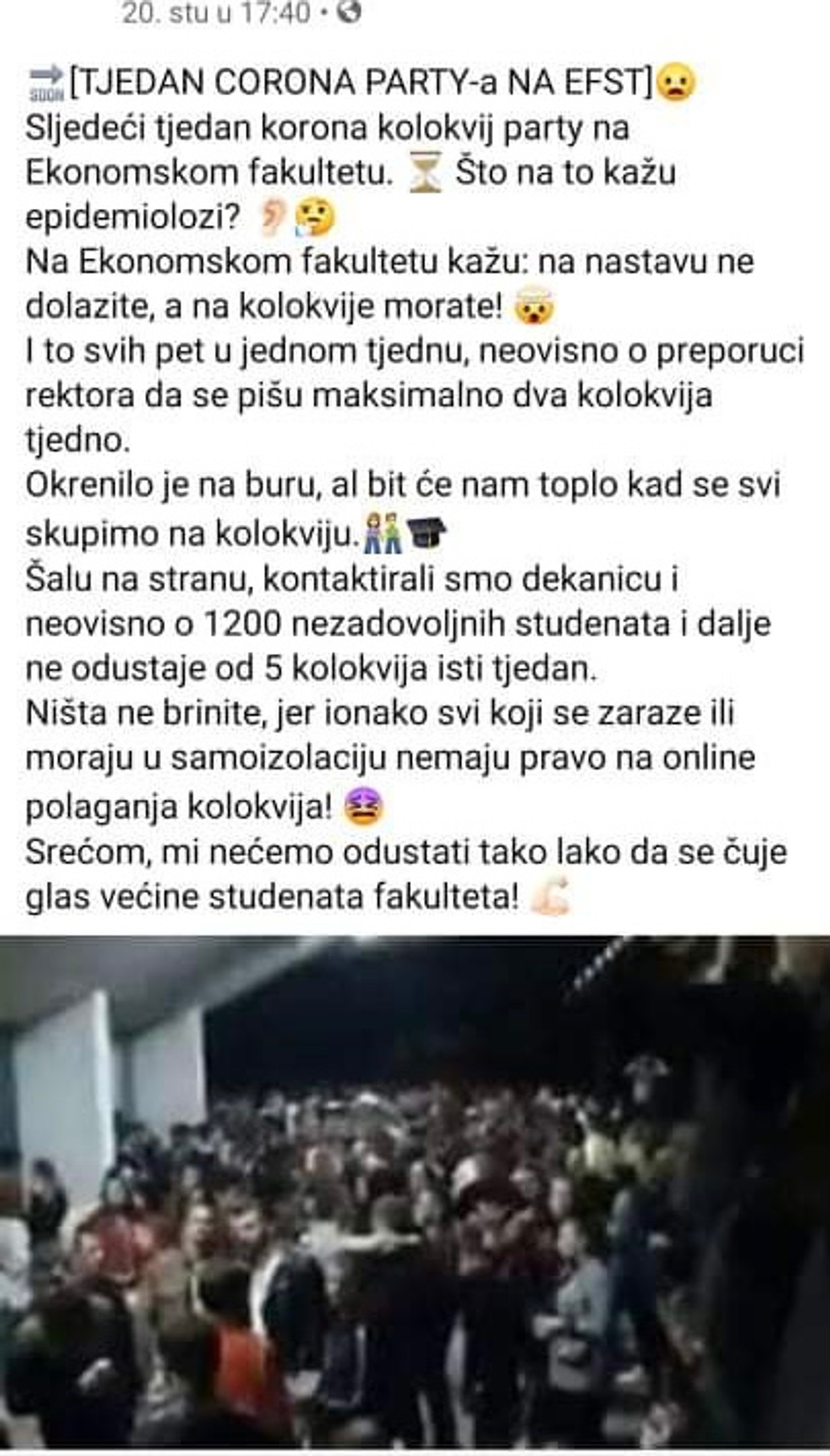 EPILOG POBUNE NA EKONOMIJI Bivši predsjednik Studentskog zbora završio na policiji!