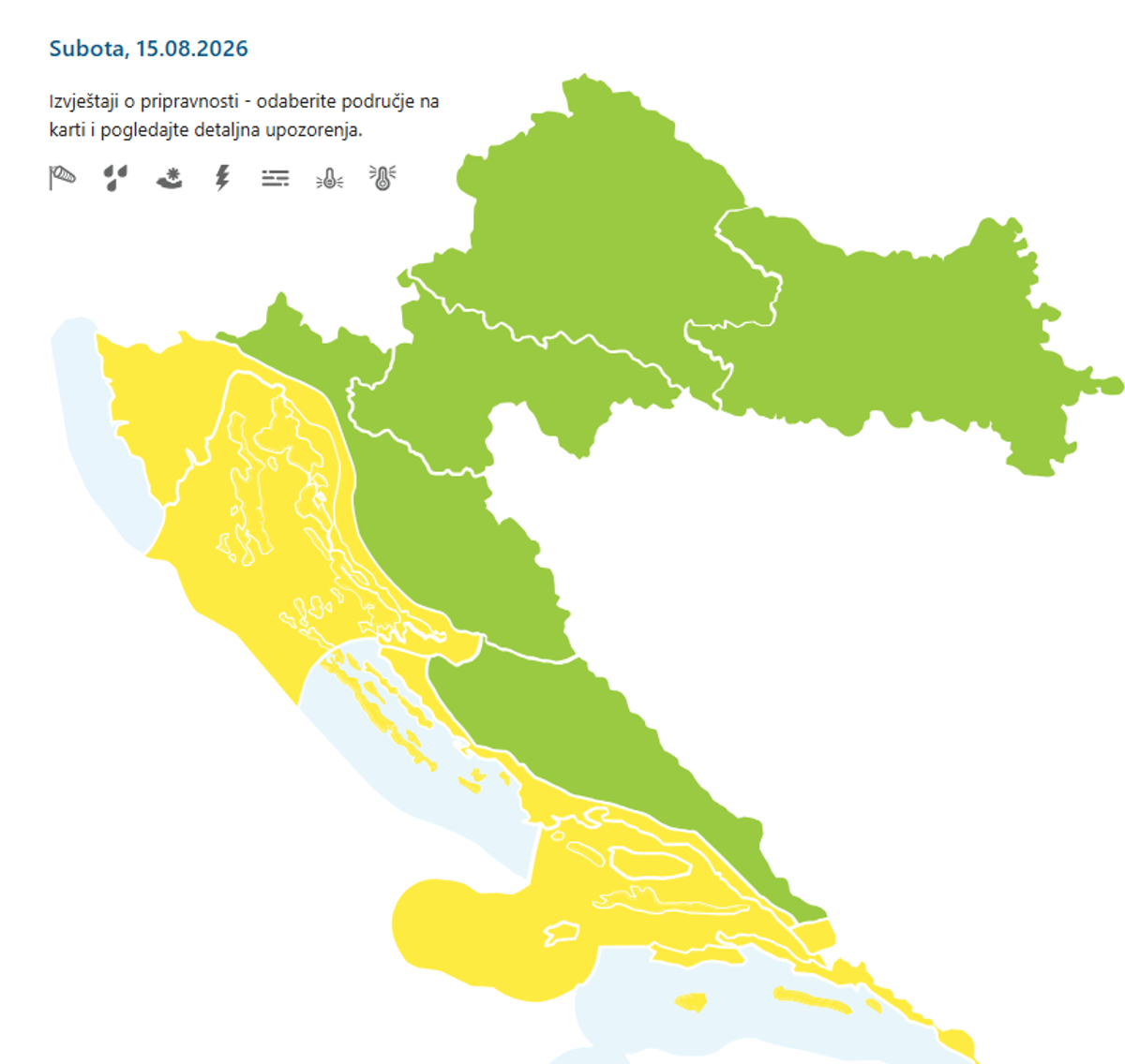U Dalmaciji i dalje jako vruće, temperatura raste do 36 °C