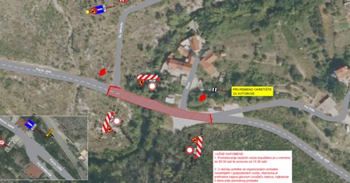 Izmjena prometne regulacije u Žrnovnici, jedna će se cesta potpuno zatvoriti