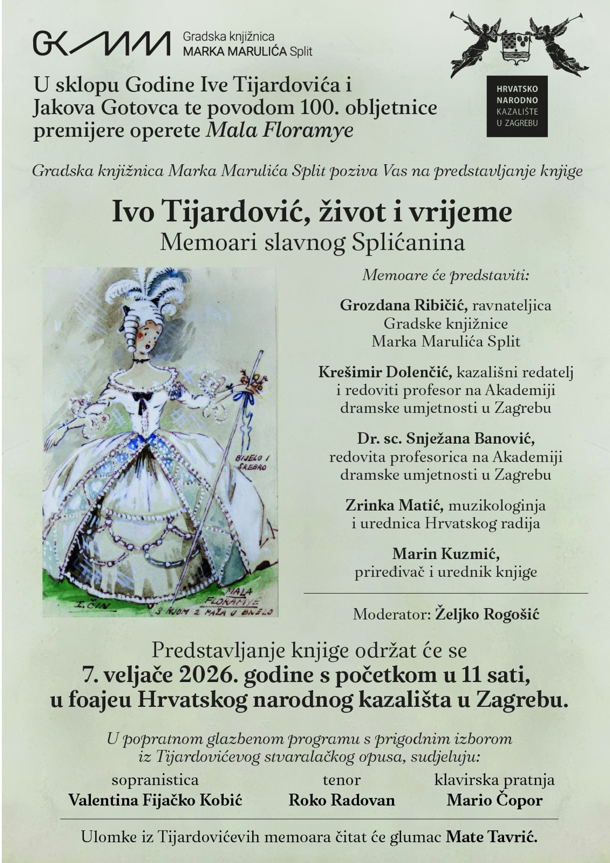 FOYER HNK ZAGREB Predstavljanje knjige 'Ivo Tijardović - Život i vrijeme: memoari slavnog Splićanina'