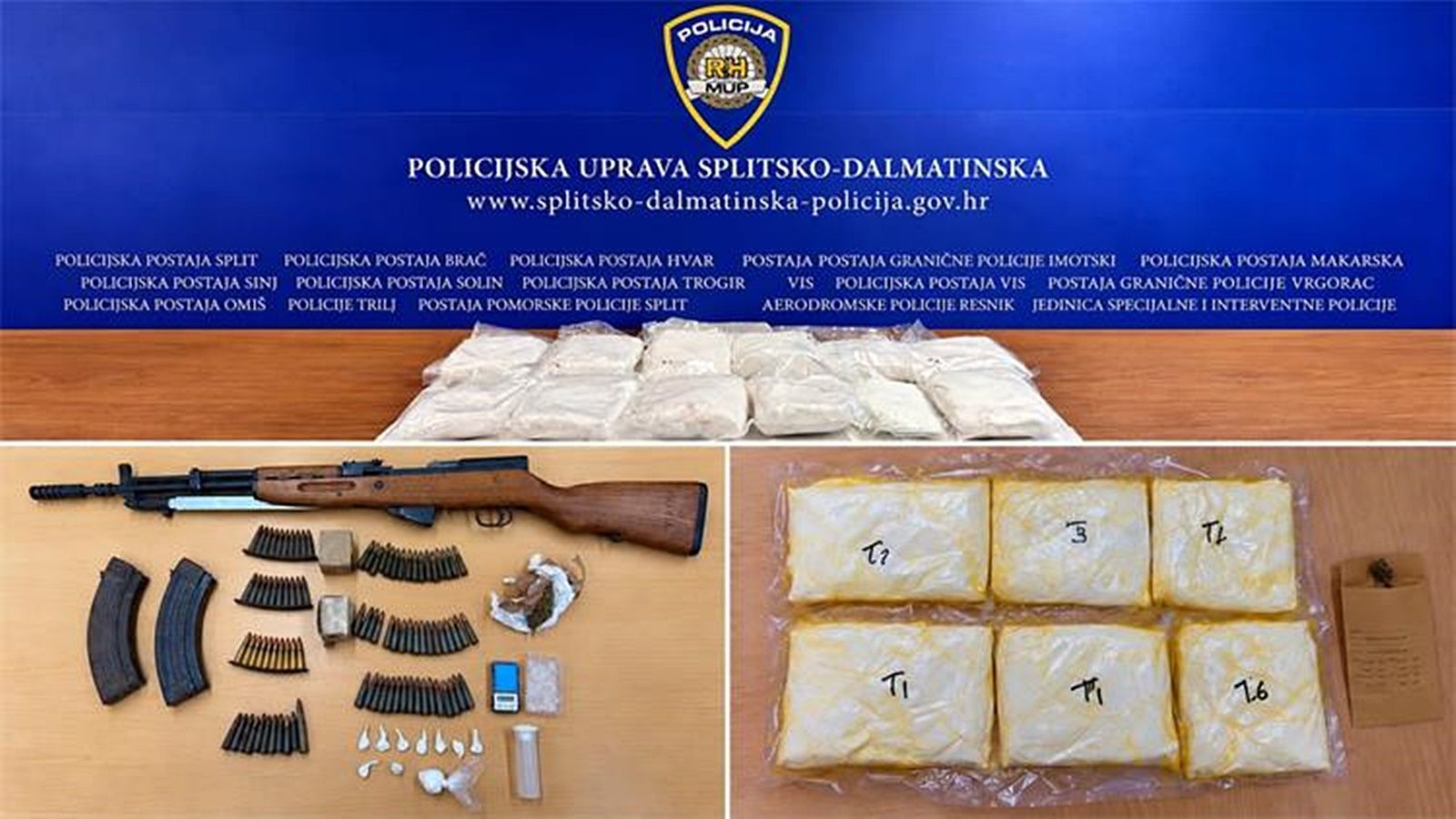 Splitska policija pronašla više od 17 kilograma amfetamina, kokain, oružje i streljivo