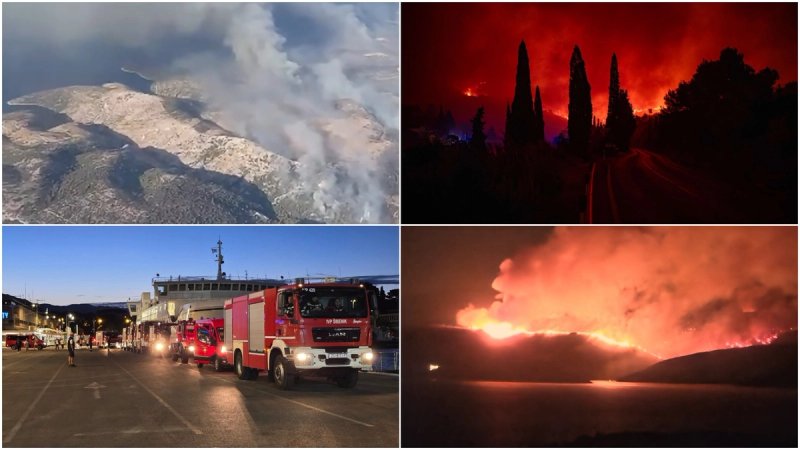 TREĆA NOĆ BORBE S PLAMENOM: Na otoku više od 200 vatrogasaca, opožareno je 3.000 hektara