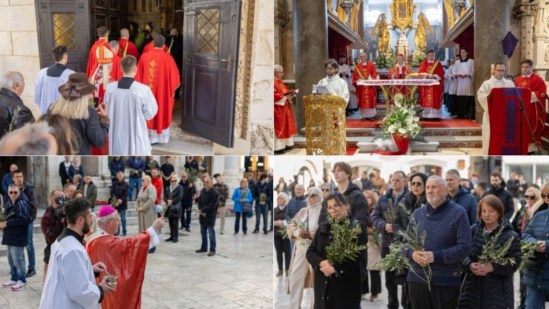 FOTO Nadbiskup Križić u katedrali sv. Dujma predvodio misu na Cvjetnicu
