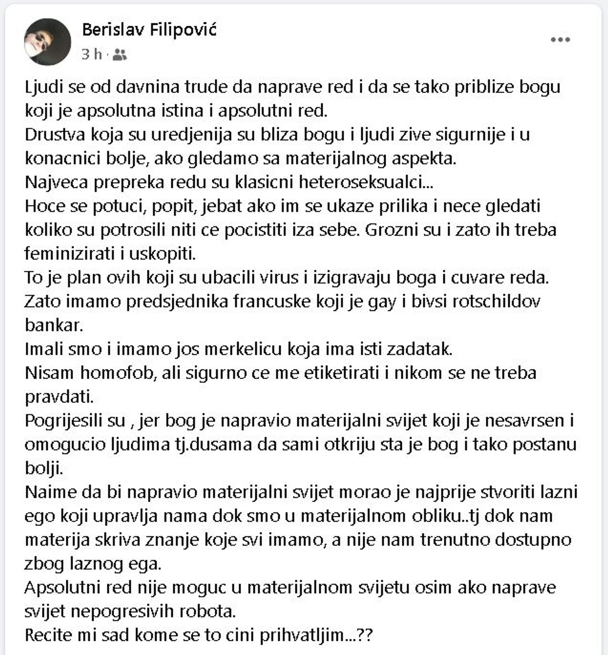 ŠEF HDZ-a BRELA 'Plan ovih koji su ubacili virus je feminizirati i uškopiti heteroseksualce'