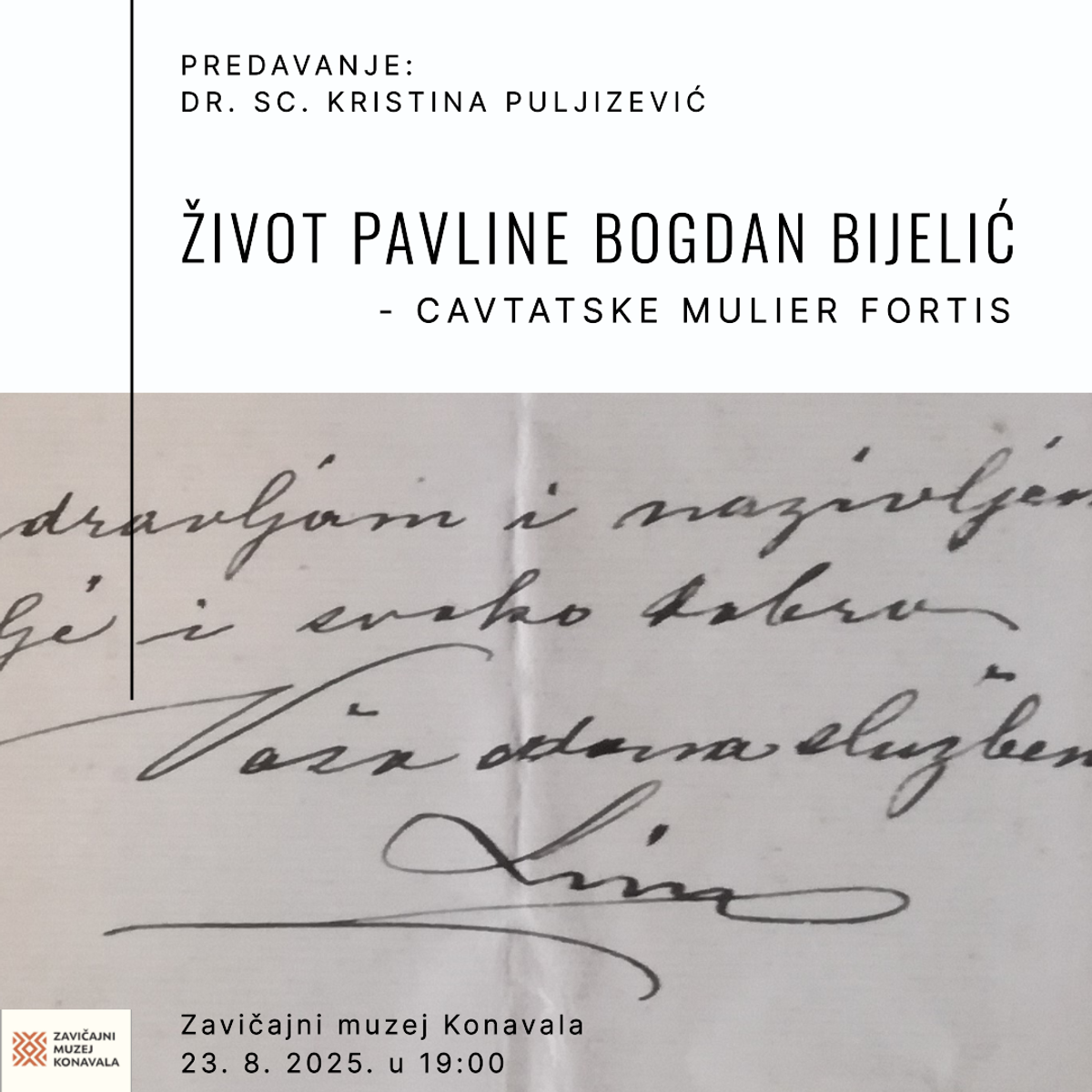 Predavanje o životu Pavline Bogdan Bijelić u Zavičajnom muzeju Konavala