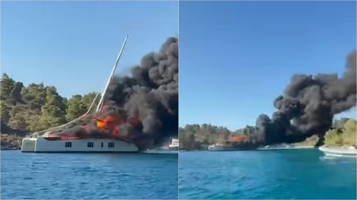 VIDEO Vatra guta plovilo u hvarskoj uvali!