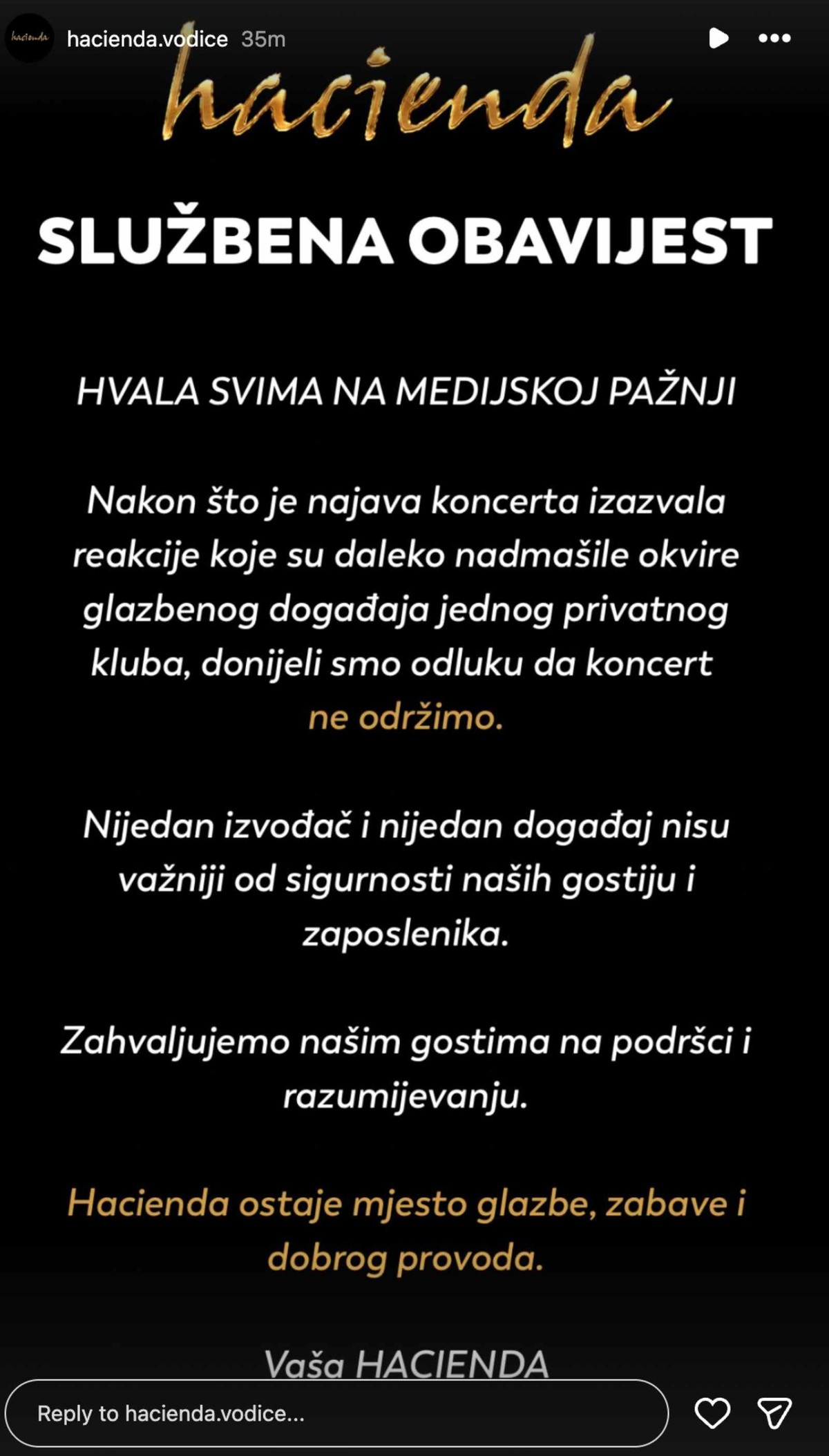 Hacienda otkazala Karleušin koncert!