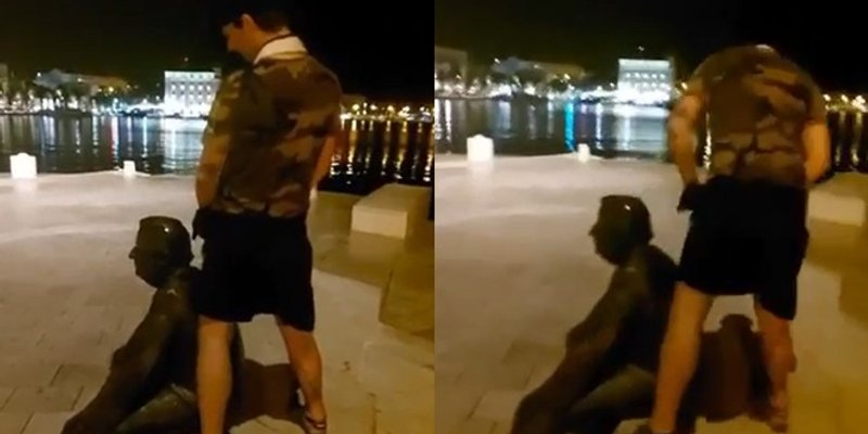 UŽAS U SPLITU Pogledajte što huligan radi sa Smojinim spomenikom