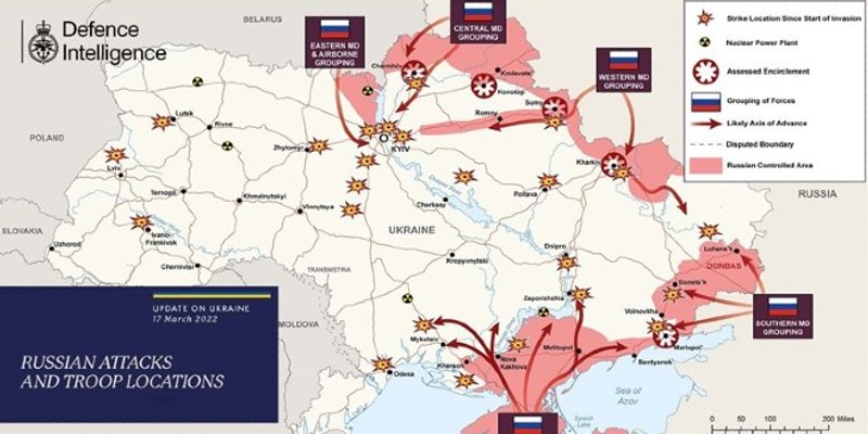 Britanci objavili novu kartu s ruskim napadima i osvajanjima