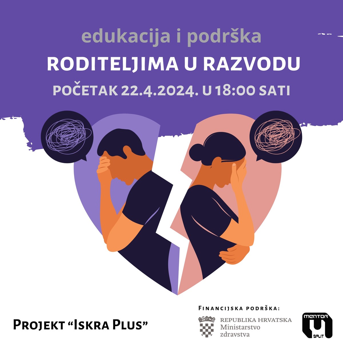 UDRUGA MENTOR Počinje program pružanja podrške roditeljima u procesu razvoda braka i razvedenim roditeljima