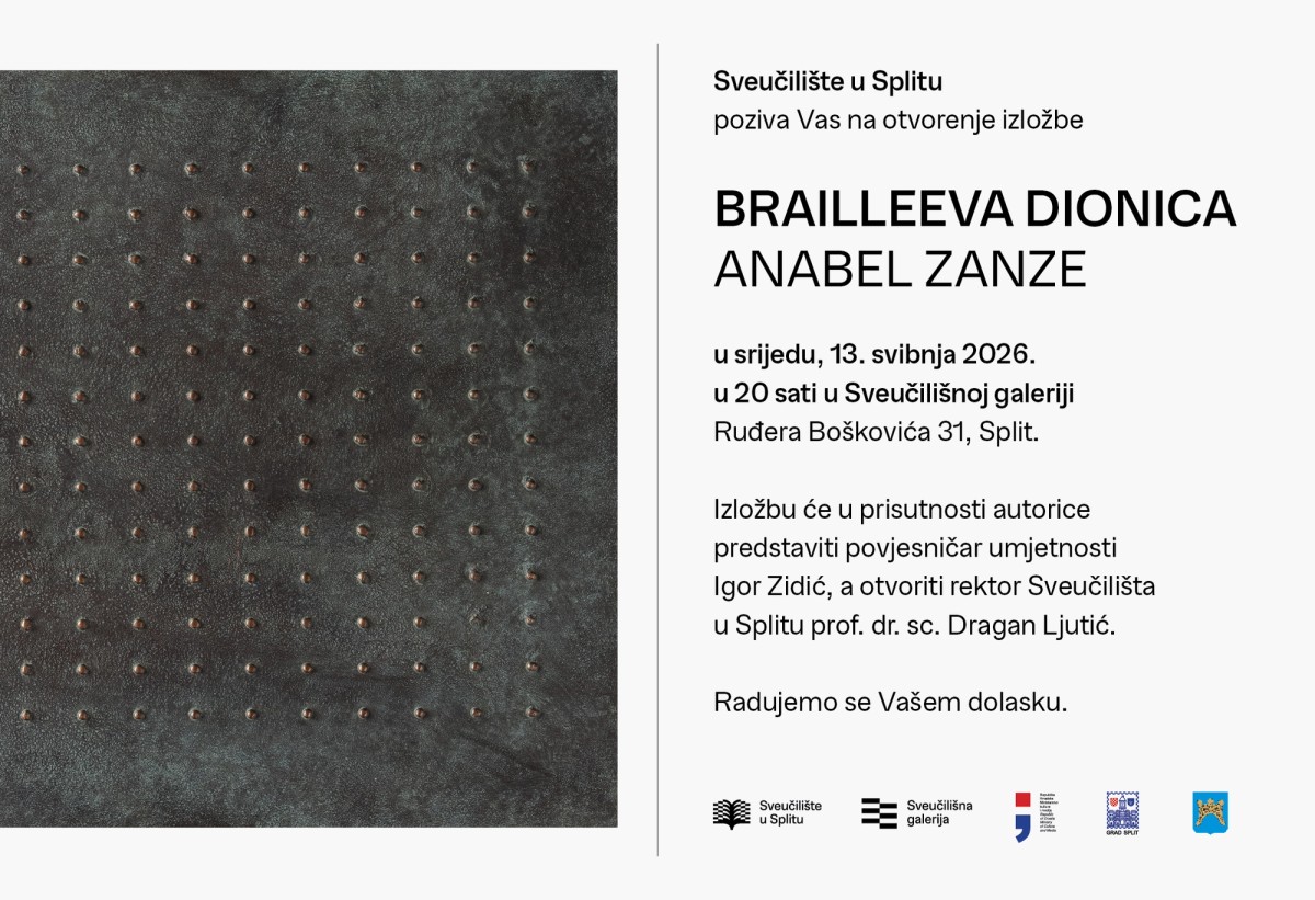 U Sveučilišnoj galeriji otvara se izložba Anabel Zanze 'Brailleeva dionica'