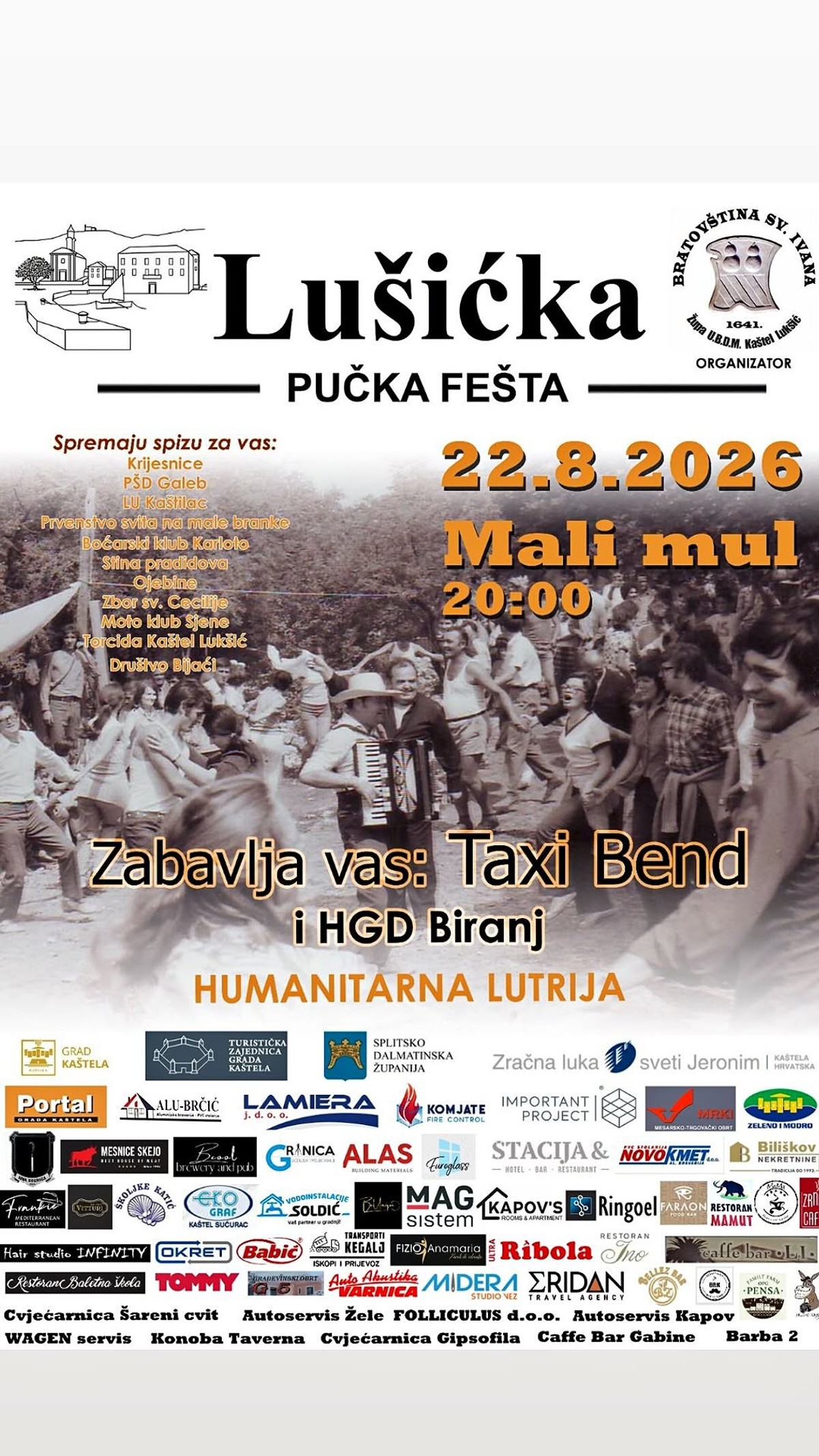 SUBOTA U LUKŠIĆU Pučka fešta uz Taxi bend