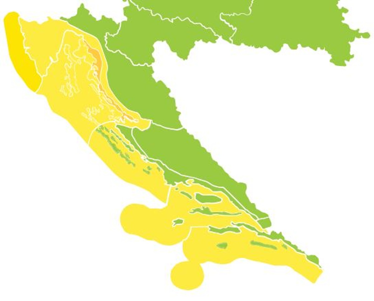 Obala sutra pod žutim upozorenjem