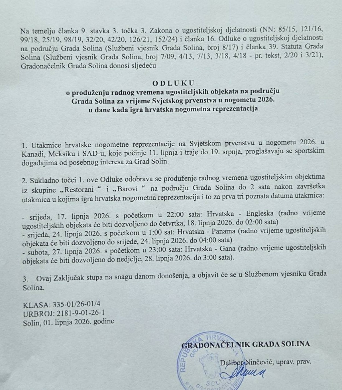 SVJETSKO PRVENSTVO Gradonačelnik donio odluku o produženju radnog vremena kafića