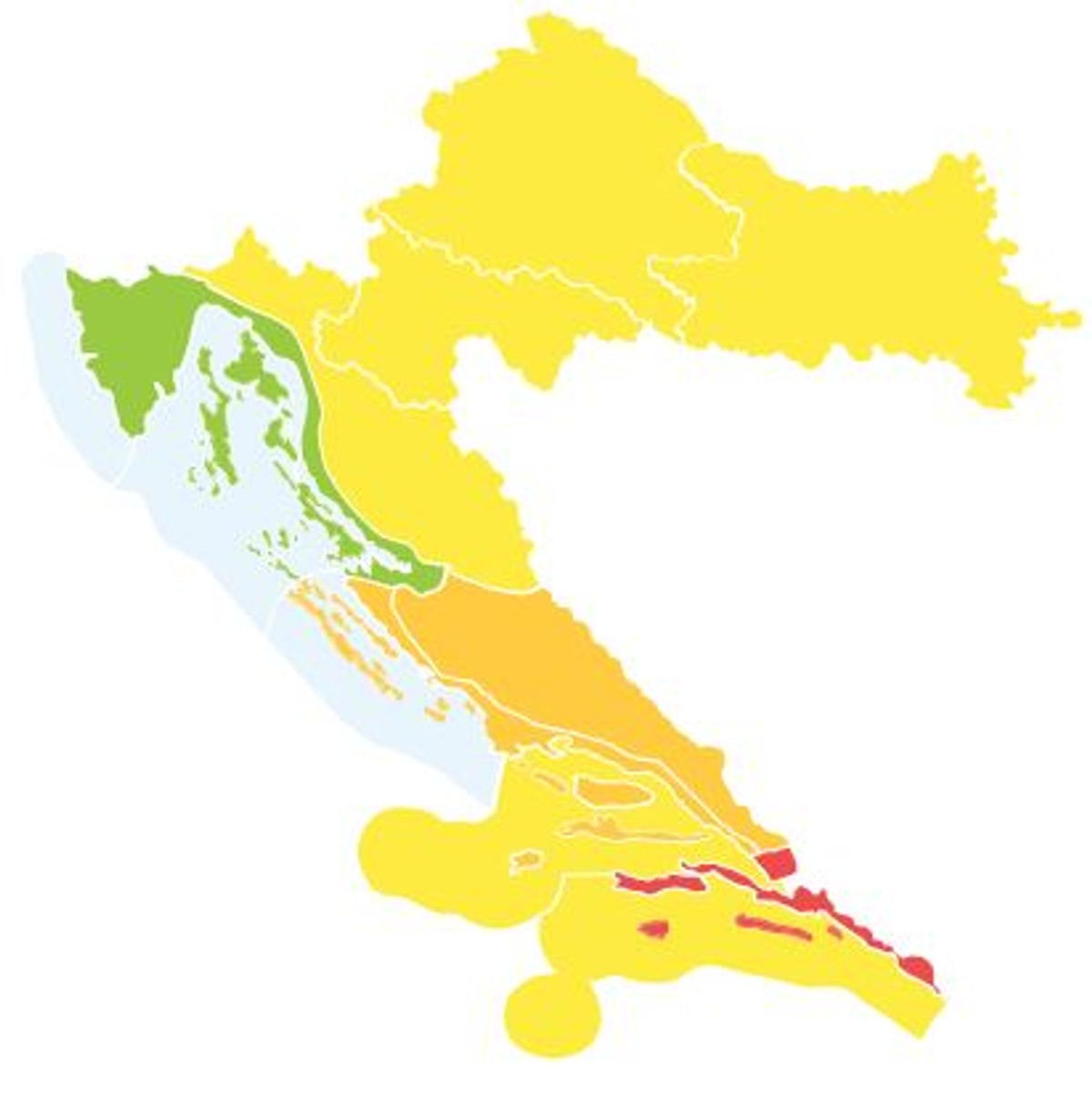 DHMZ JAVLJA Dio Dalmacije sutra pod crvenim upozorenjem