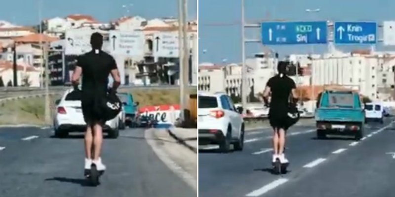 VIDEO IZ SPLITA Električnim romobilom po brzoj cesti