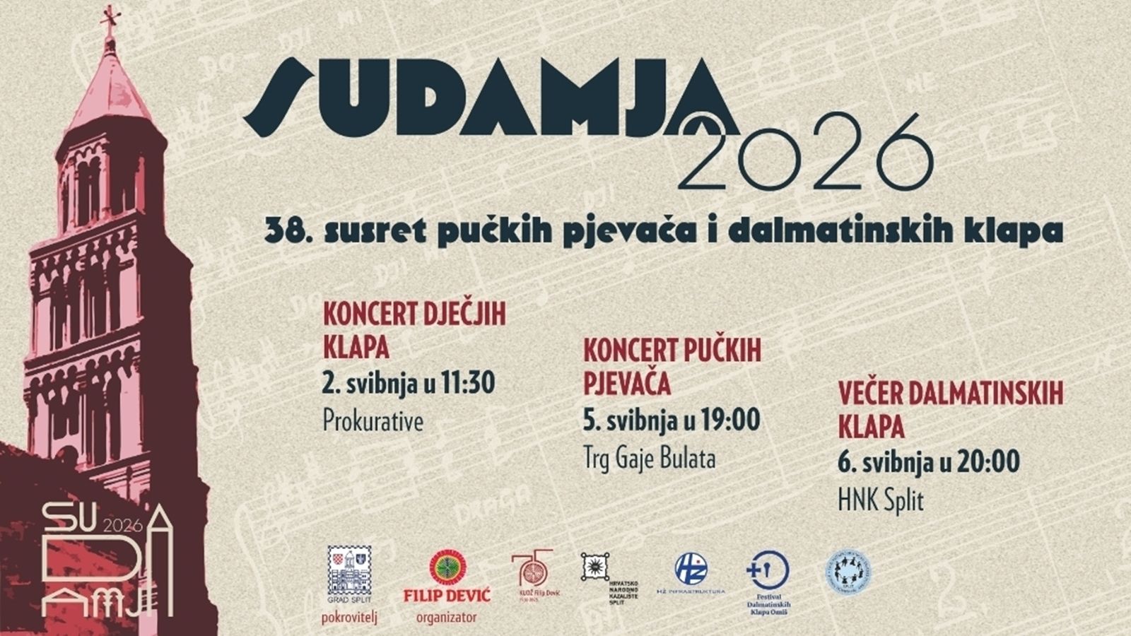 Sudamja 2026: Tri večeri glazbe i tradicije u organizaciji KUD-a Filip Dević