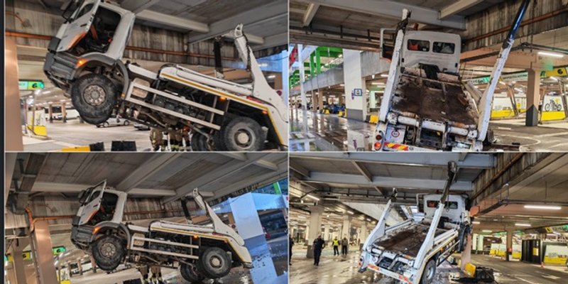 VOZAČ U ŠOKU Kamion Čistoće zapeo za krov trgovačkog centra