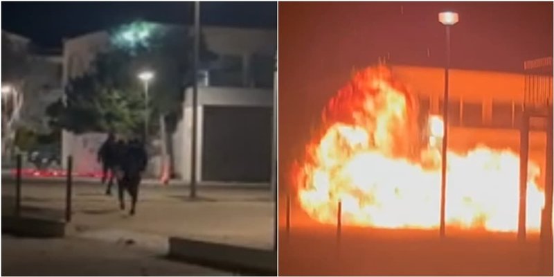 VIDEO Bačena jača pirotehnička naprava u blizini OŠ Strožanac, na mjestu gdje su bile zapaljene svijeće za žrtve Vukovara i Škabrnje