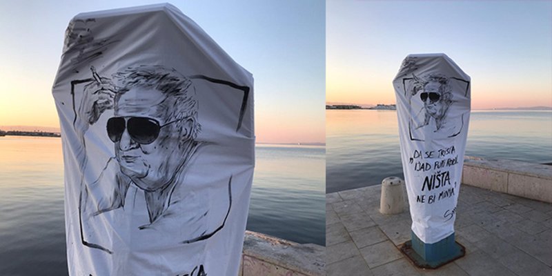 JUTARNJA AKCIJA Prekrili fotostup na Matejuški lancunom s likom Miljenka Smoje