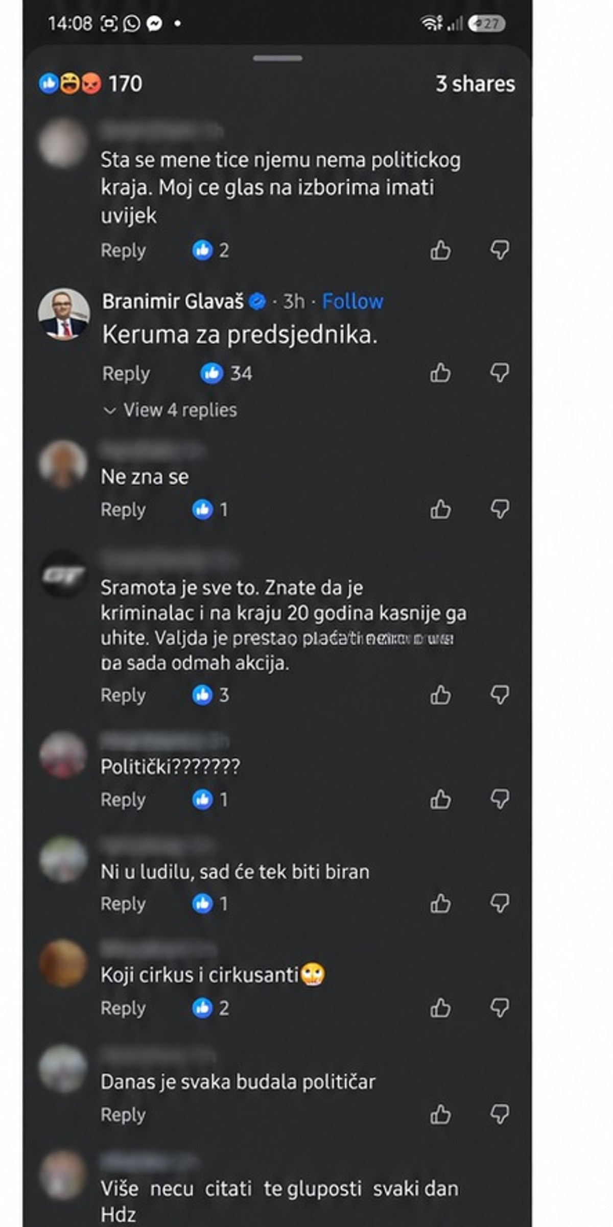 PRAVO NA PANTOVČAK Osuđeni ratni zločinac u našoj anketi podržao Željka Keruma