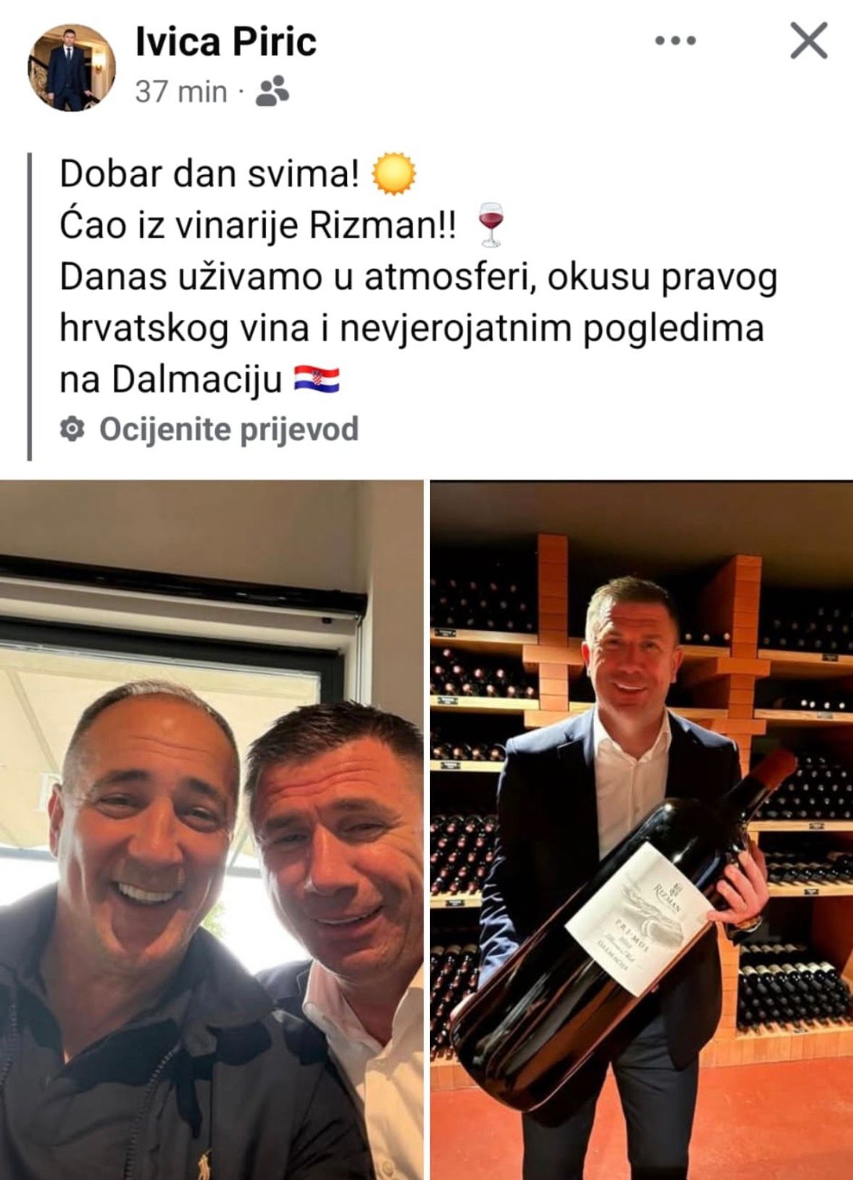 Pirićeva objava na Facebooku