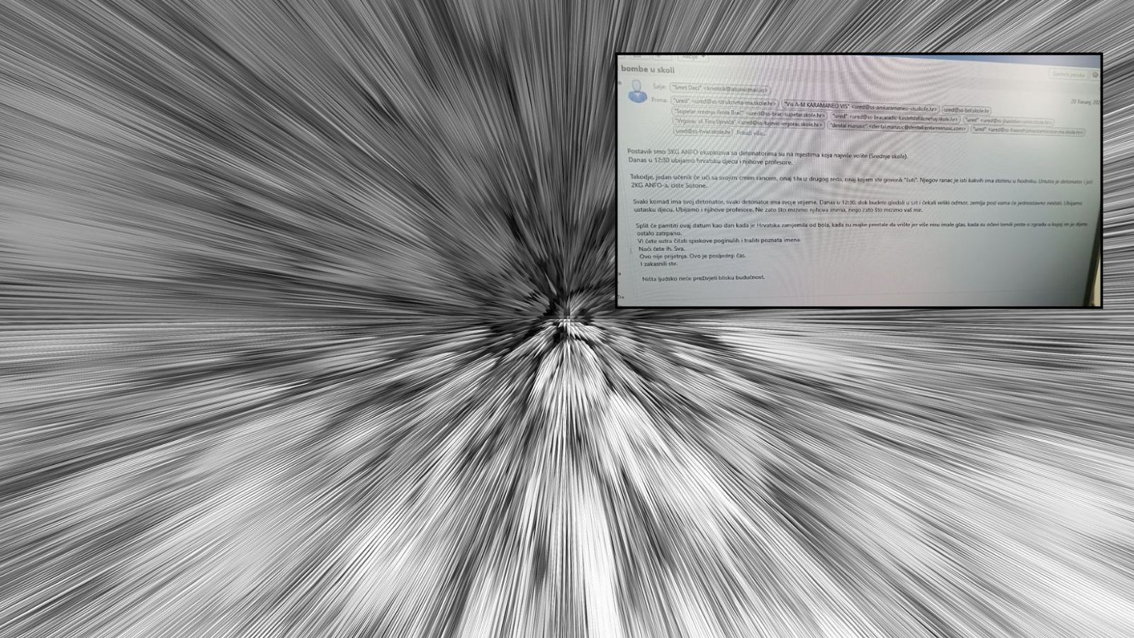 Poruka koja ledi krv u žilama: 'Danas ubijamo hrvatsku djecu i profesore'