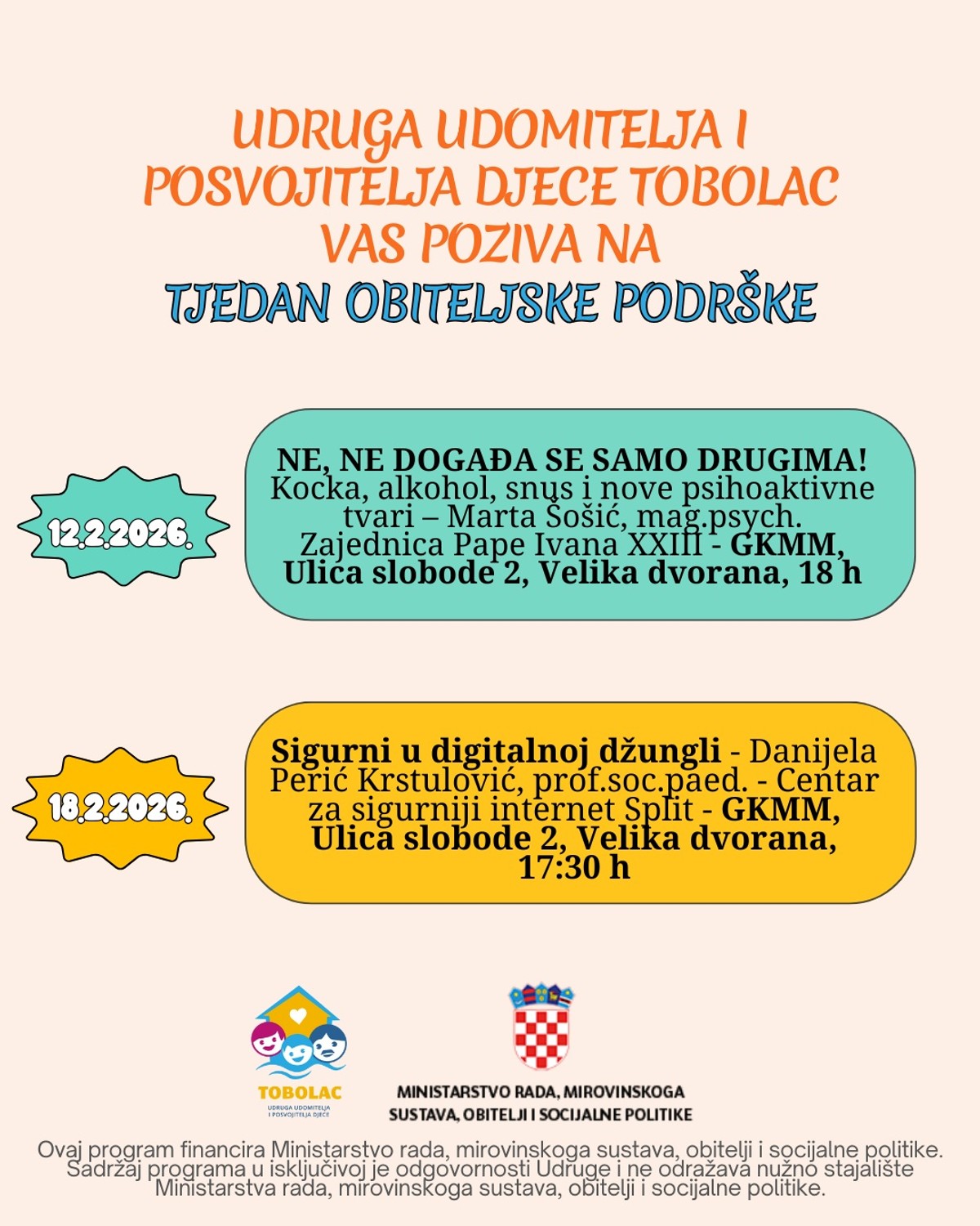 Udruga Tobolac poziva na besplatna predavanja