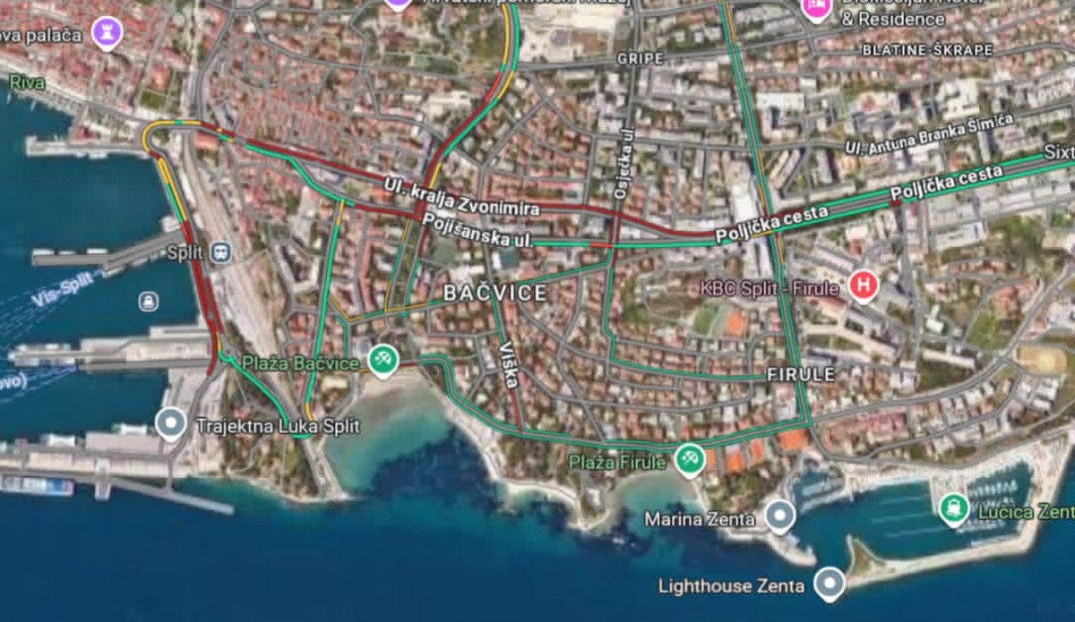 SVE STOJI Prometni čep u centru Splita, kolona se proteže do bolnice na Firulama
