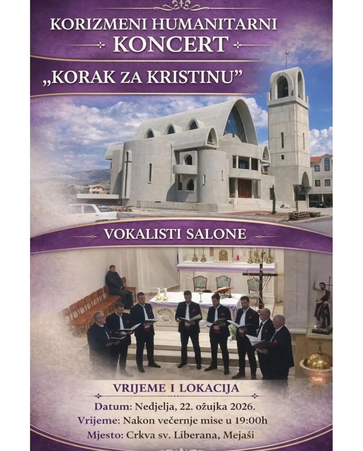 HUMANITARNI KONCERT Za samohranu majku Kristinu u župi na Mejašima