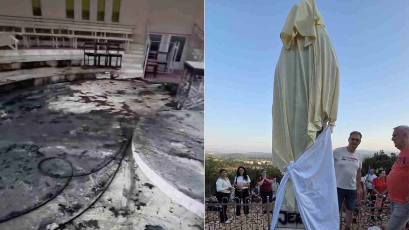 FOTO/VIDEO Šok u Međugorju: Vandali oskvrnuli kip Kraljice Mira i zapalili oltar