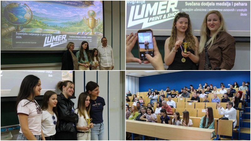 FOTOGALERIJA Učenicima uručeni pehari i medalje za uspjeh na natjecanju iz geografije