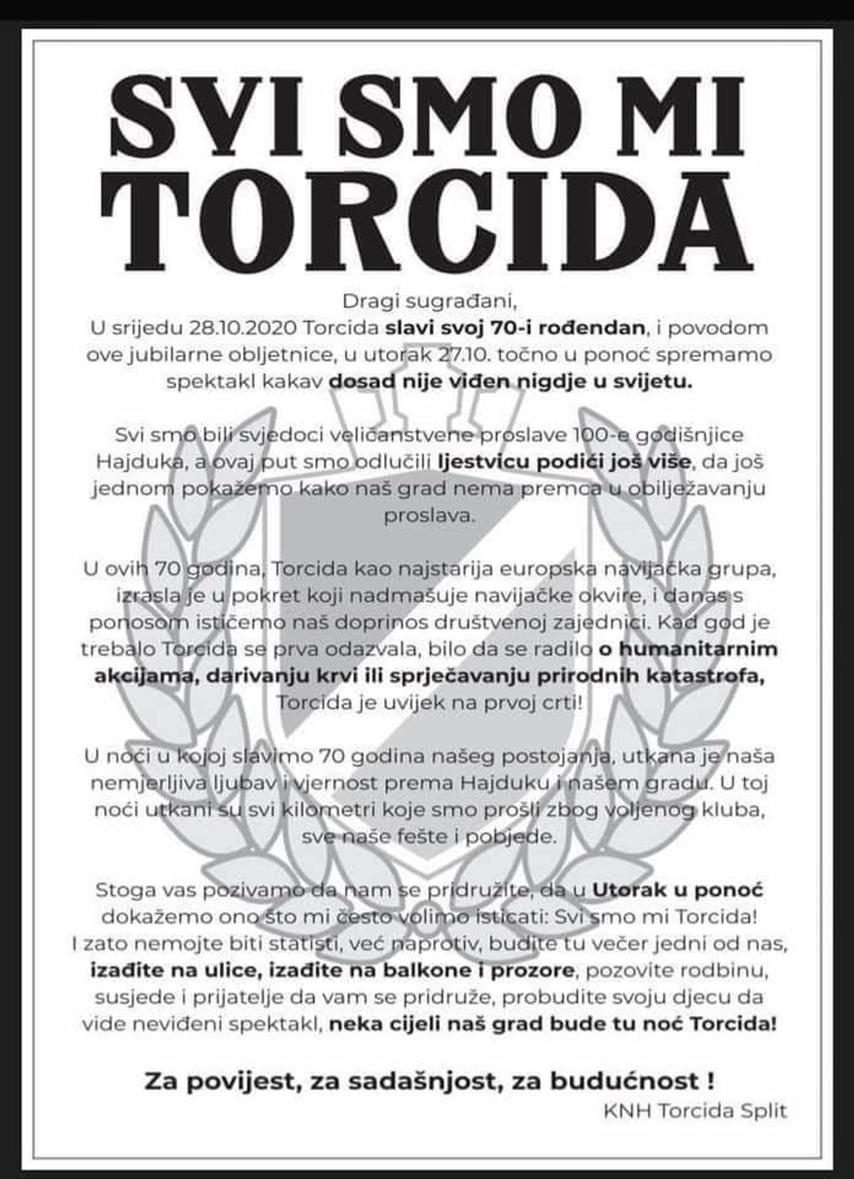 TORCIDA: U utorak točno u ponoć spremamo spektakl kakav nije viđen nigdje u svijetu!