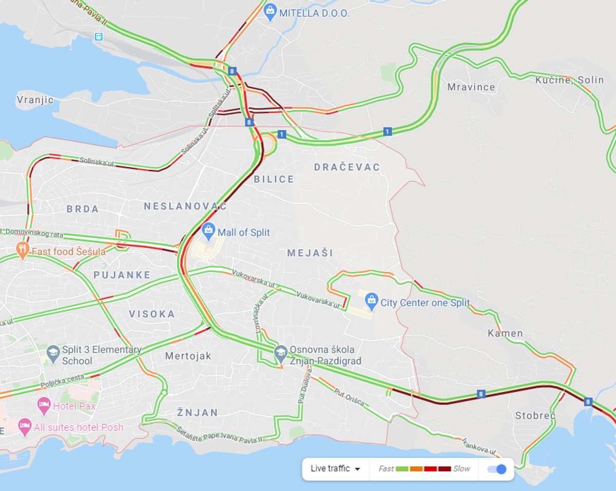 GUŽVA NA SPLITSKIM CESTAMA Prometna nesreća, semafor izvan funkcije...
