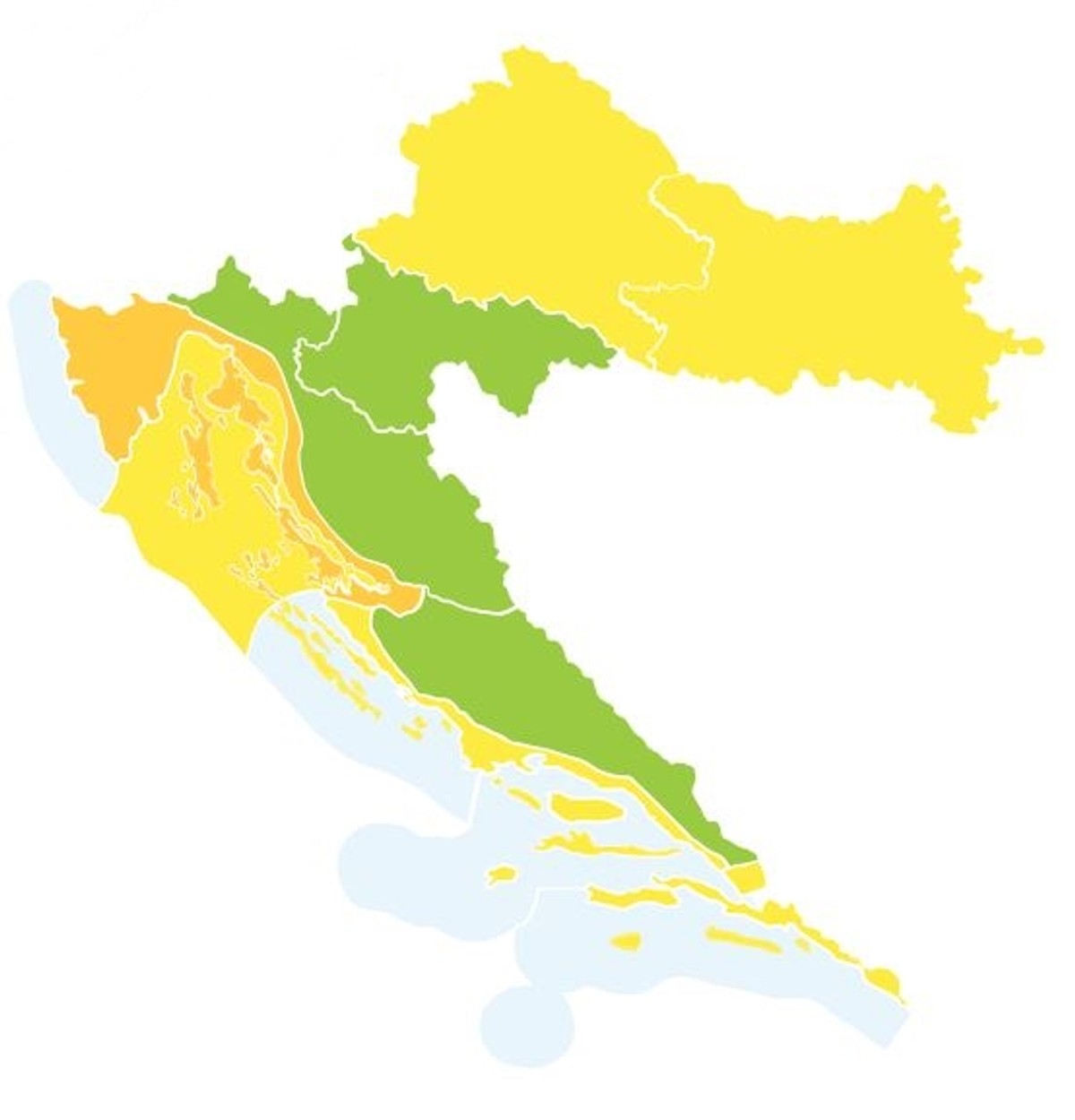 DHMZ Dio obale sutra pod narančastim upozorenjem