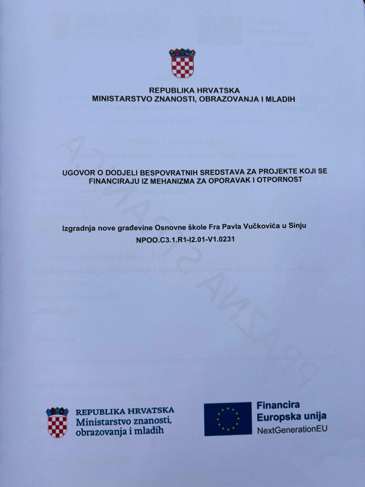 Povijesni dan za Sinj: Potpisan ugovor za novu Osnovnu školu fra Pavla Vučkovića