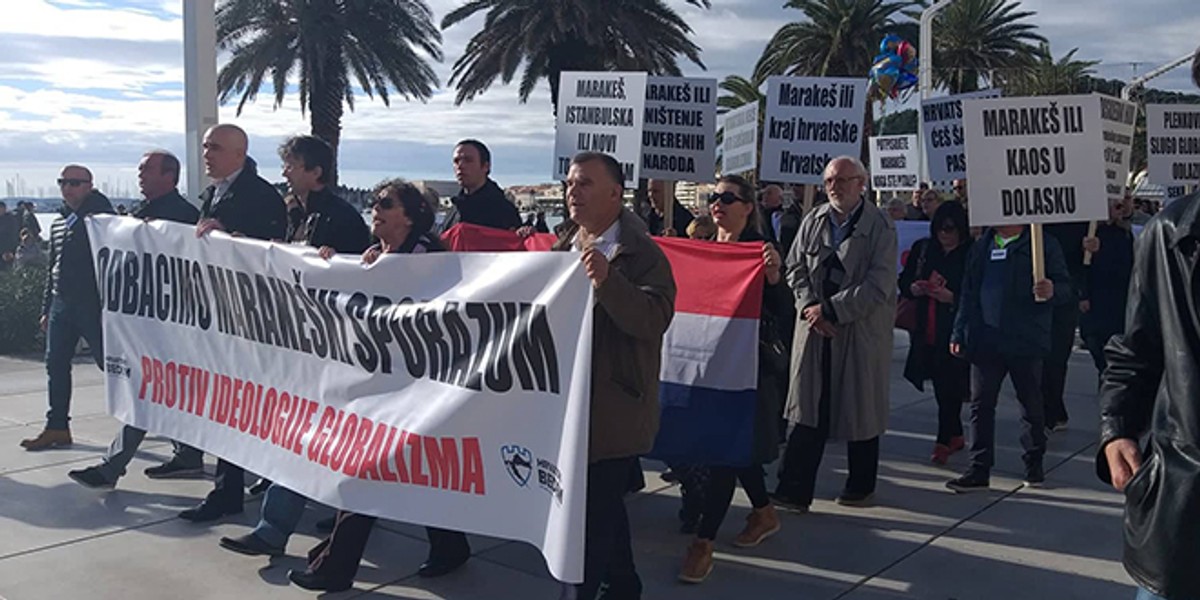 VIDEO: Hod protiv Marakeškog sporazuma okupio je oko 60 prosvjednika