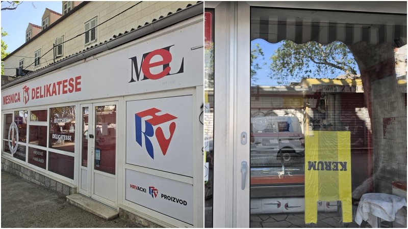 FOTO-CRTICE S PAZARA Hrvacka mesnica i Kerumova kesa! Nije pogreška, već potpis i splitski marketing