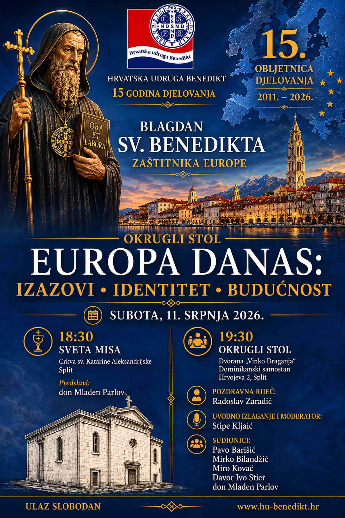 Proslava blagdana sv. Benedikta u Splitu uz okrugli stol 'Europa danas: izazovi, identitet, budućnost'