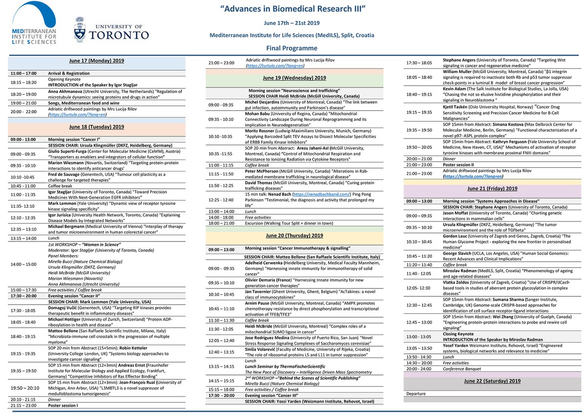 Program konferencije 'Napredak u biomedicinskim istraživanjima'