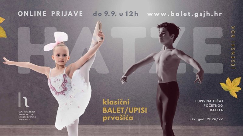 Otvoreni upisi u školu klasičnog baleta pri Glazbenoj školi Josipa Hatzea - jesenski rok