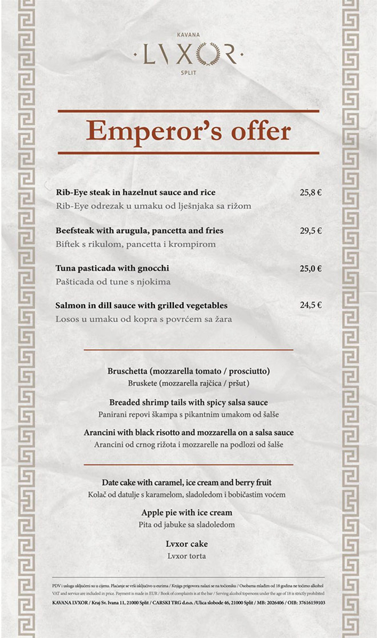 Carski užitak u tri slijeda po izvrsnoj cijeni